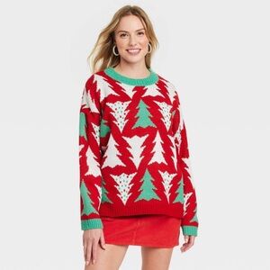 Women’s Oversized Christmas Tree Sweater SZ S
